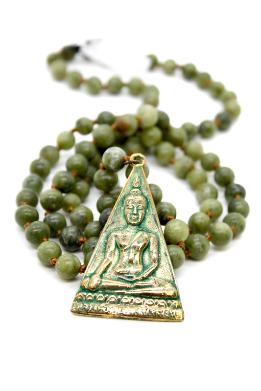 Buddha Necklace 2 - Green Agate