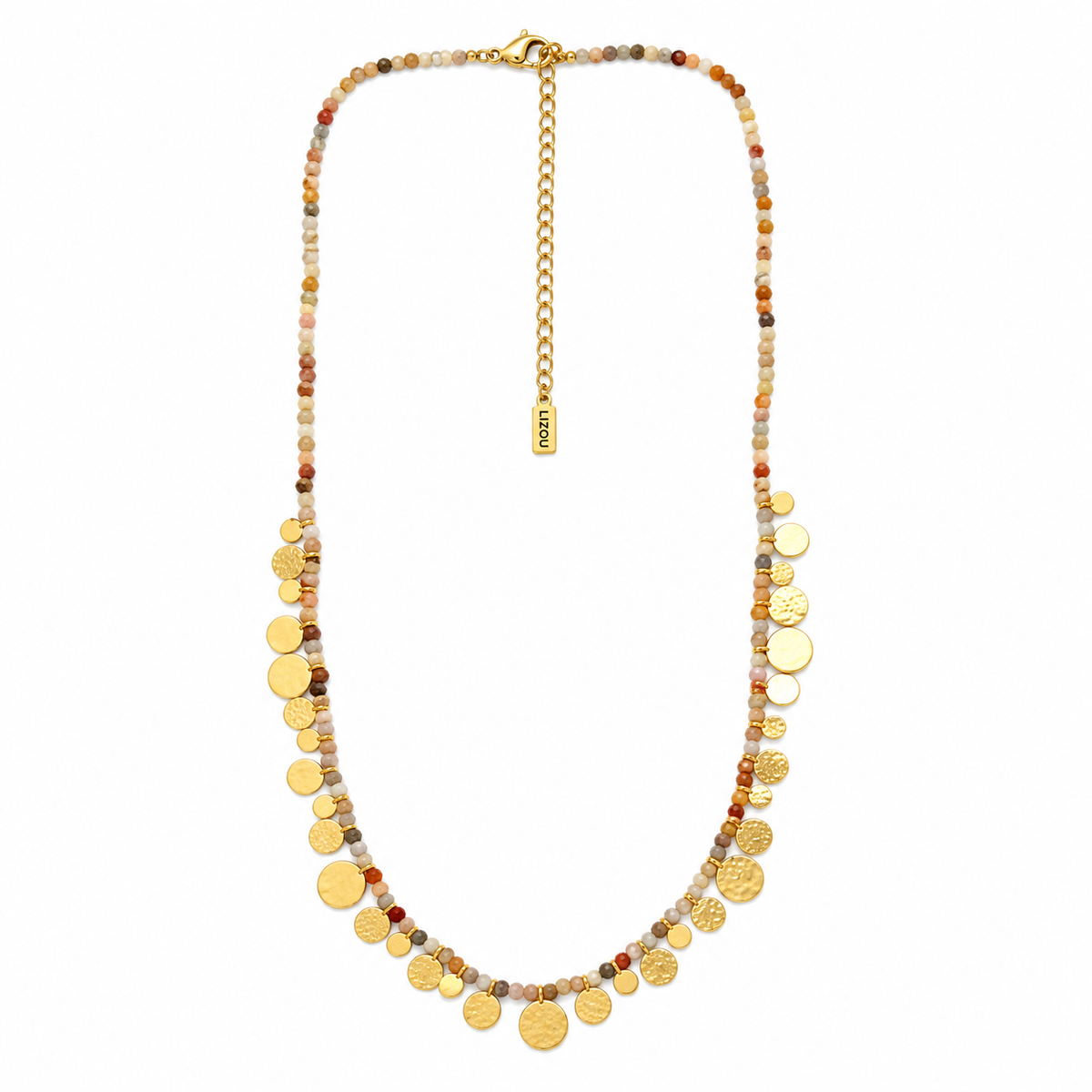 Gold Charm Crazy Agate Stone Short Necklace - N2-2802A