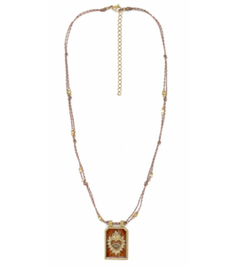 Deep Red Flaming Heart Necklace - N2-2569