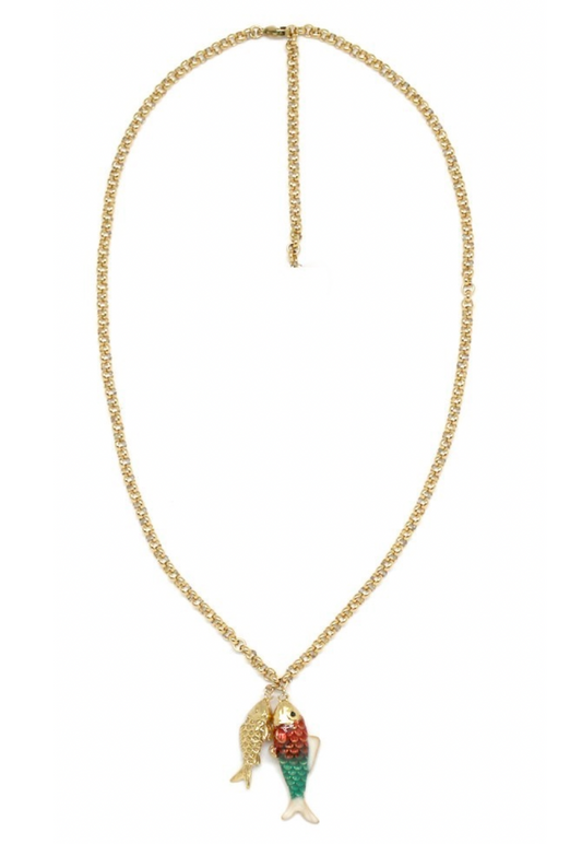 Double Fish Pendant Necklace - N2-2581
