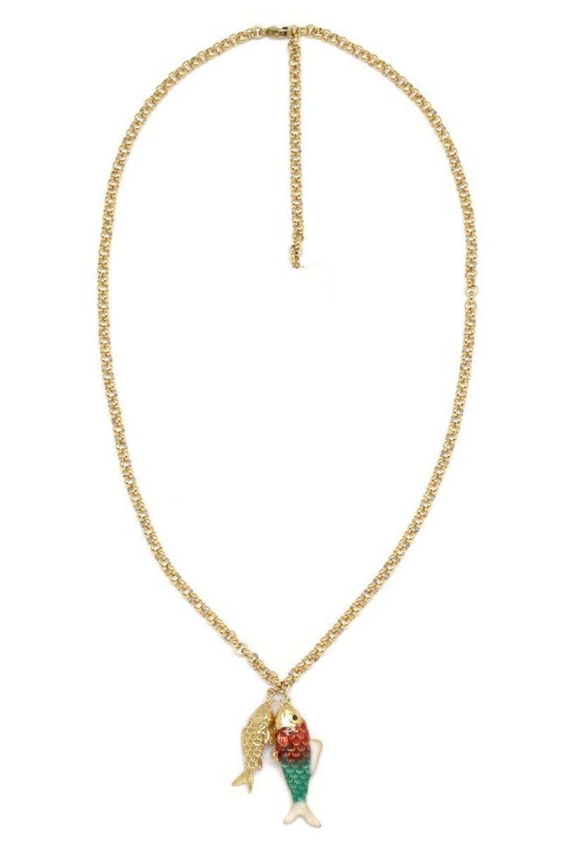 Double Fish Pendant Necklace - N2-2581