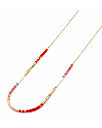 Miyuki Seed Bead Delicate Coral Necklace -N8-030