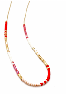 Miyuki Seed Bead Delicate Coral Necklace -N8-030