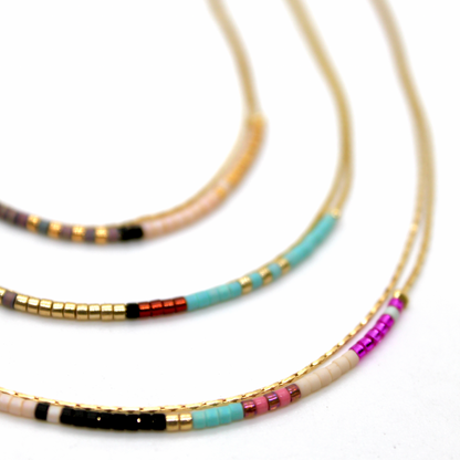 Miyuki Seed Bead Double Strand Pink Necklace -N8-033