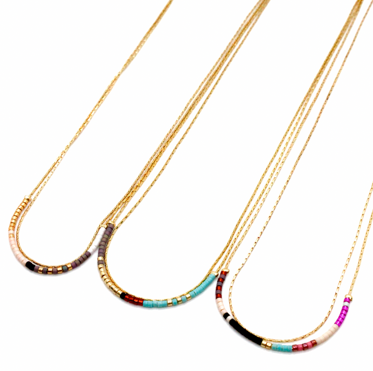 Miyuki Seed Bead Double Strand Pink Necklace -N8-033