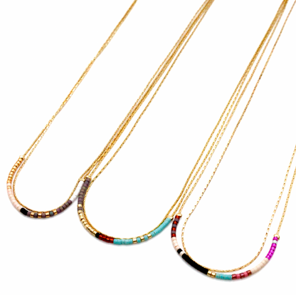 Miyuki Seed Bead Double Strand Pink Necklace -N8-033