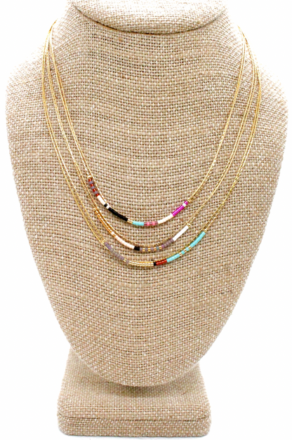 Miyuki Seed Bead Double Strand Pink Necklace -N8-033