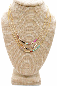 Miyuki Seed Bead Double Strand Pink Necklace -N8-033