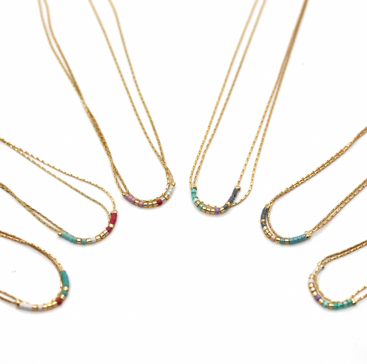 Miyuki Seed Bead Double Mini Strand Mix Necklace -N8-035
