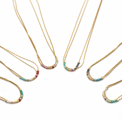 Miyuki Seed Bead Double Mini Strand Mix Necklace -N8-035