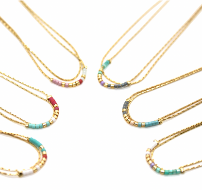 Miyuki Seed Bead Double Mini Strand Mix Necklace -N8-035