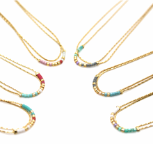 Load image into Gallery viewer, Miyuki Seed Bead Double Mini Strand Mix Necklace -N8-035
