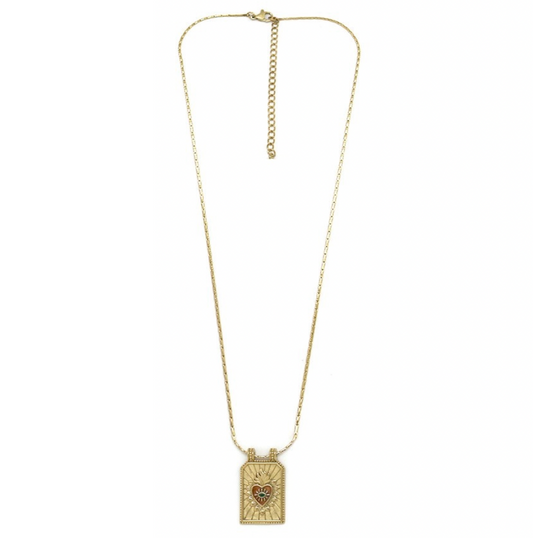 Flaming Heart Simple Gold Chain Necklace - N2-2605