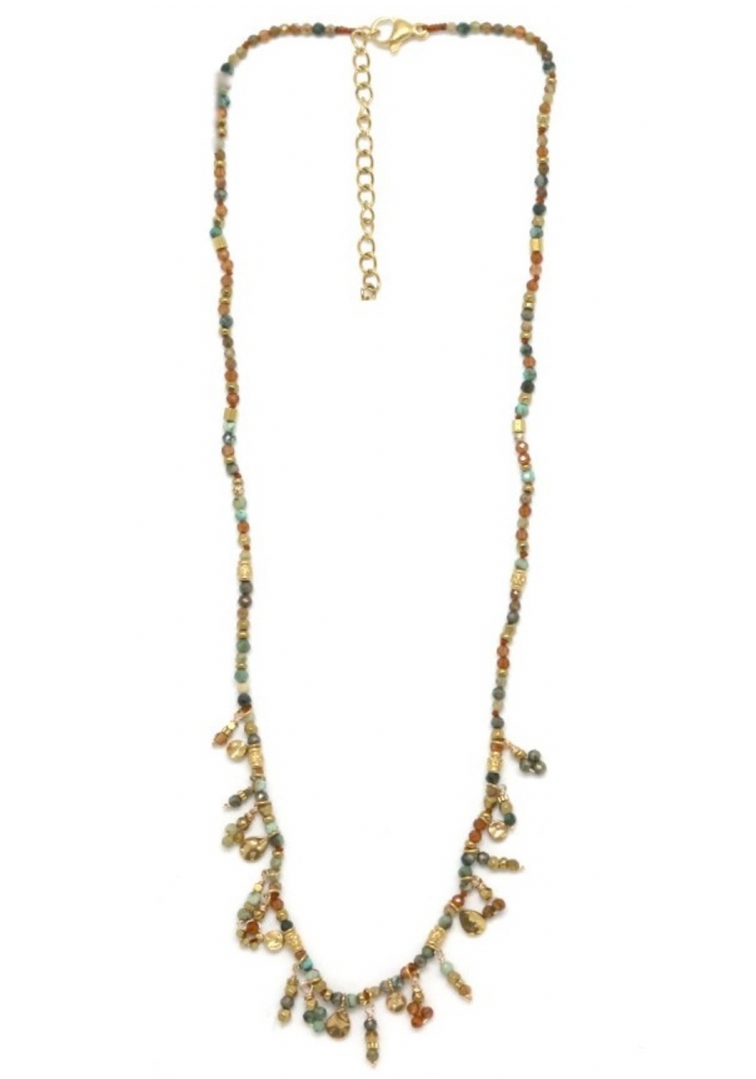 Mini Stone Droplets Faceted Stone Necklace - N2-2642A