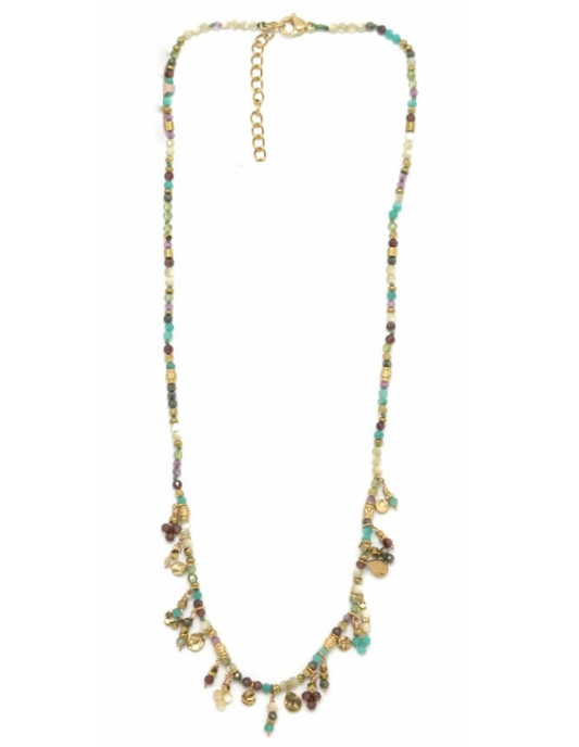 Mini Stone Droplets Faceted Stone Necklace - N2-2642B