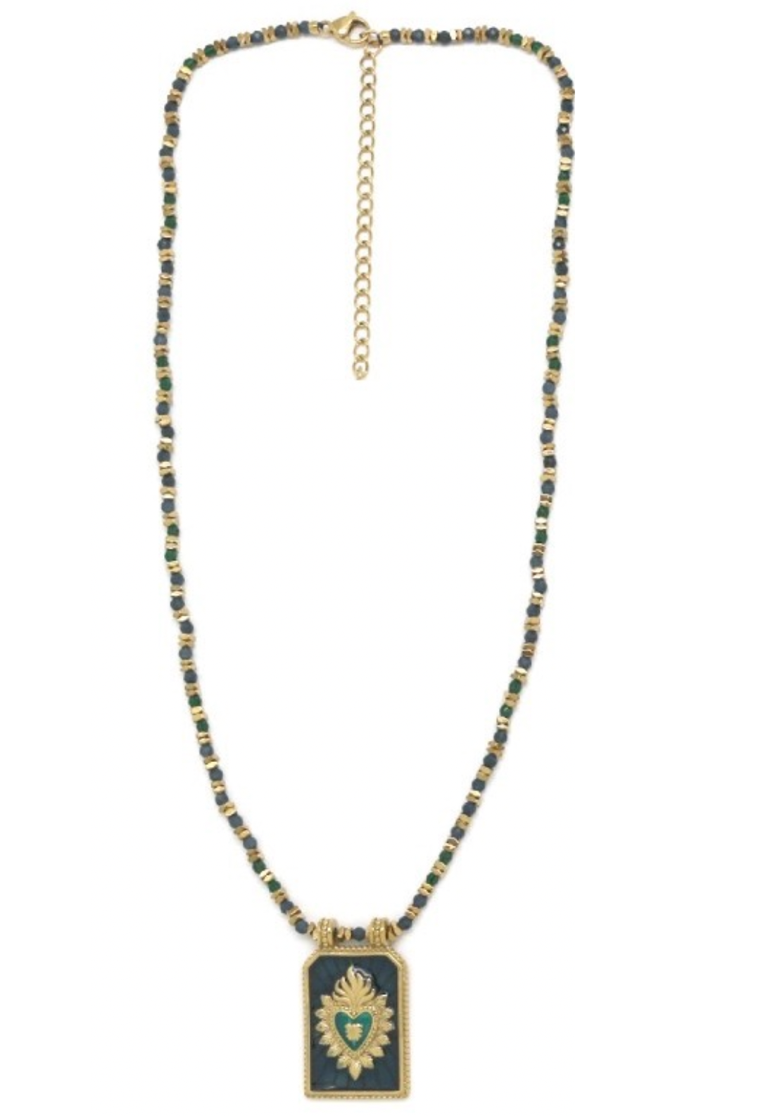 Flaming Heart Dark Charm Necklace - N2-2647