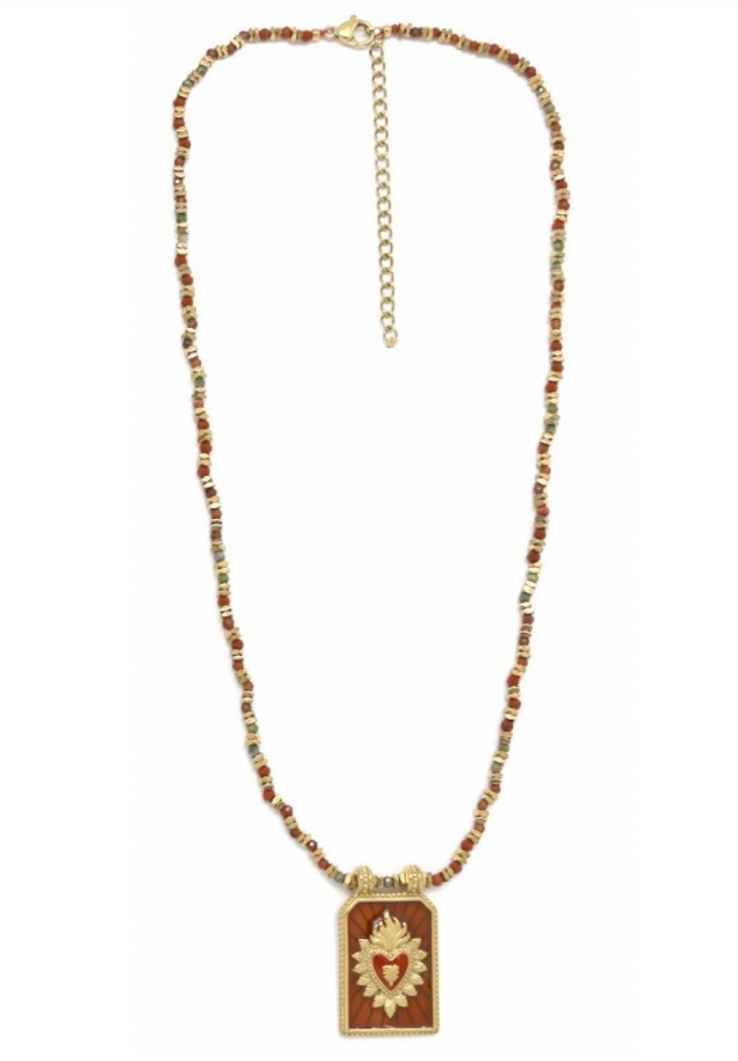 Flaming Heart Deep Red Charm Necklace - N2-2650
