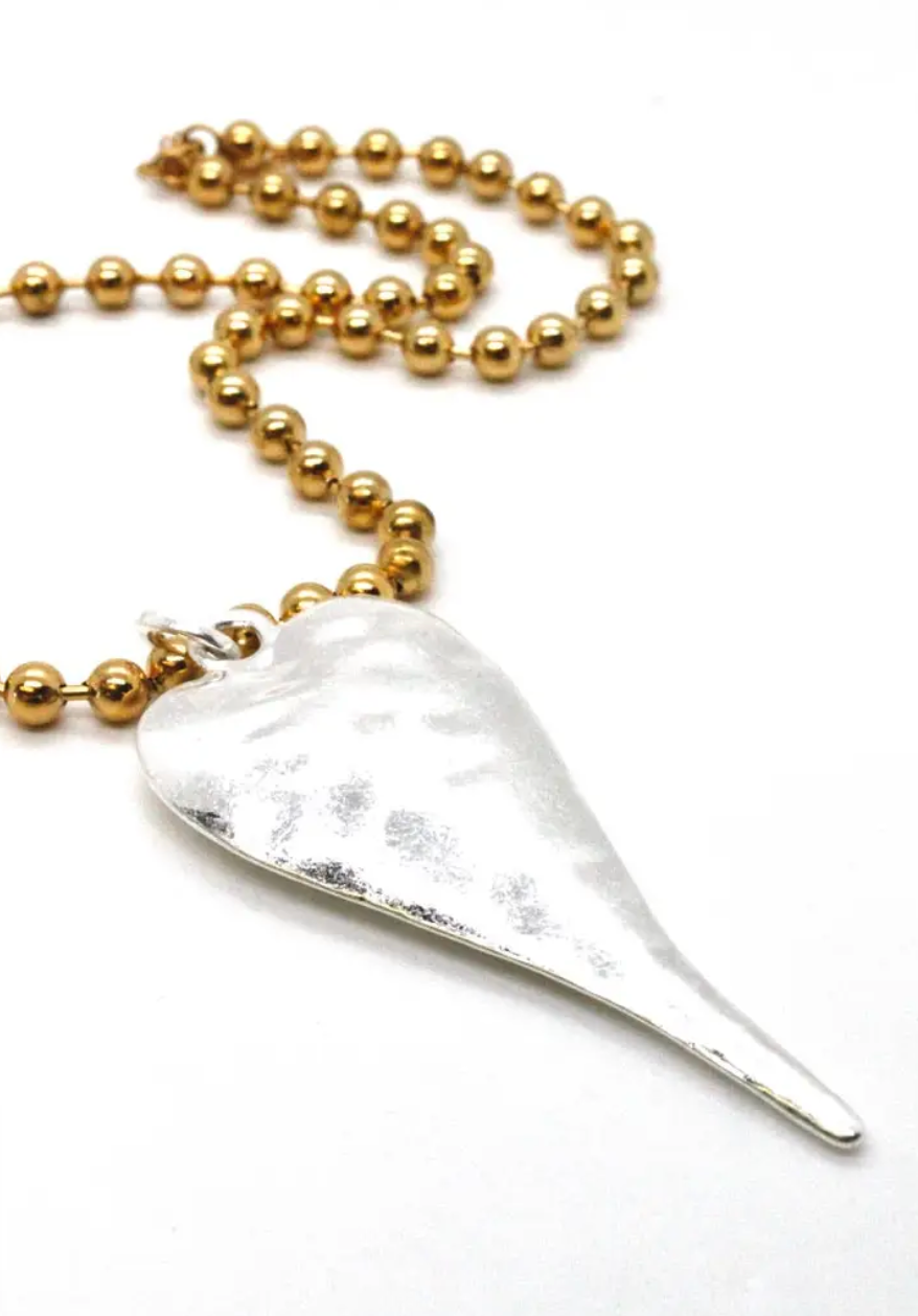 Single Gold Plate Ball Chain Necklace with Large Heart Charm N2-S2178g