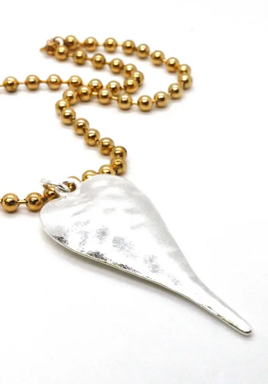 Single Gold Plate Ball Chain Necklace with Large Heart Charm N2-S2178g