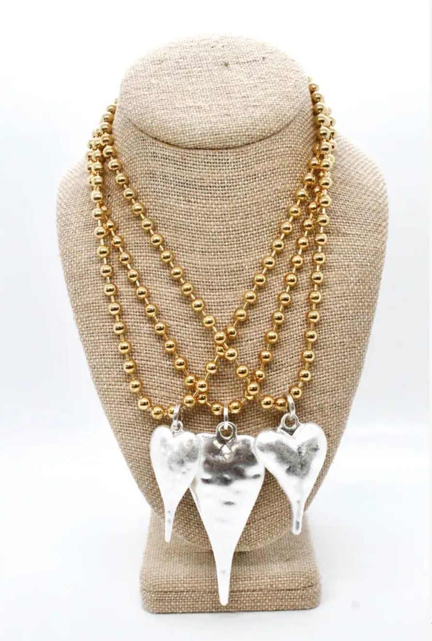 Single Gold Plate Ball Chain Necklace with Large Heart Charm N2-S2178g