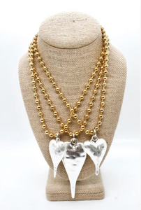 Single Gold Plate Ball Chain Necklace with Large Heart Charm N2-S2178g
