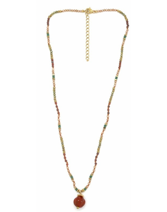 Single Bauble Hand-Knotted Stone Necklace- N2-2657A