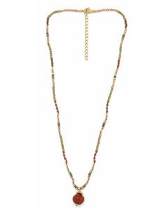 Single Bauble Hand-Knotted Stone Necklace- N2-2657A