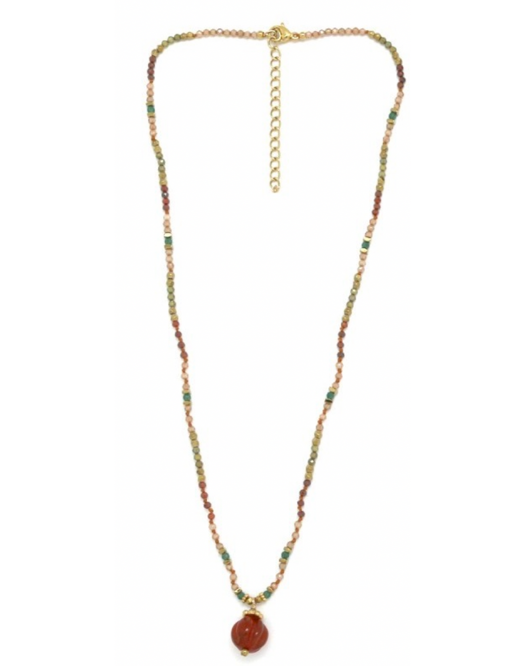 Single Bauble Hand-Knotted Stone Necklace- N2-2657A