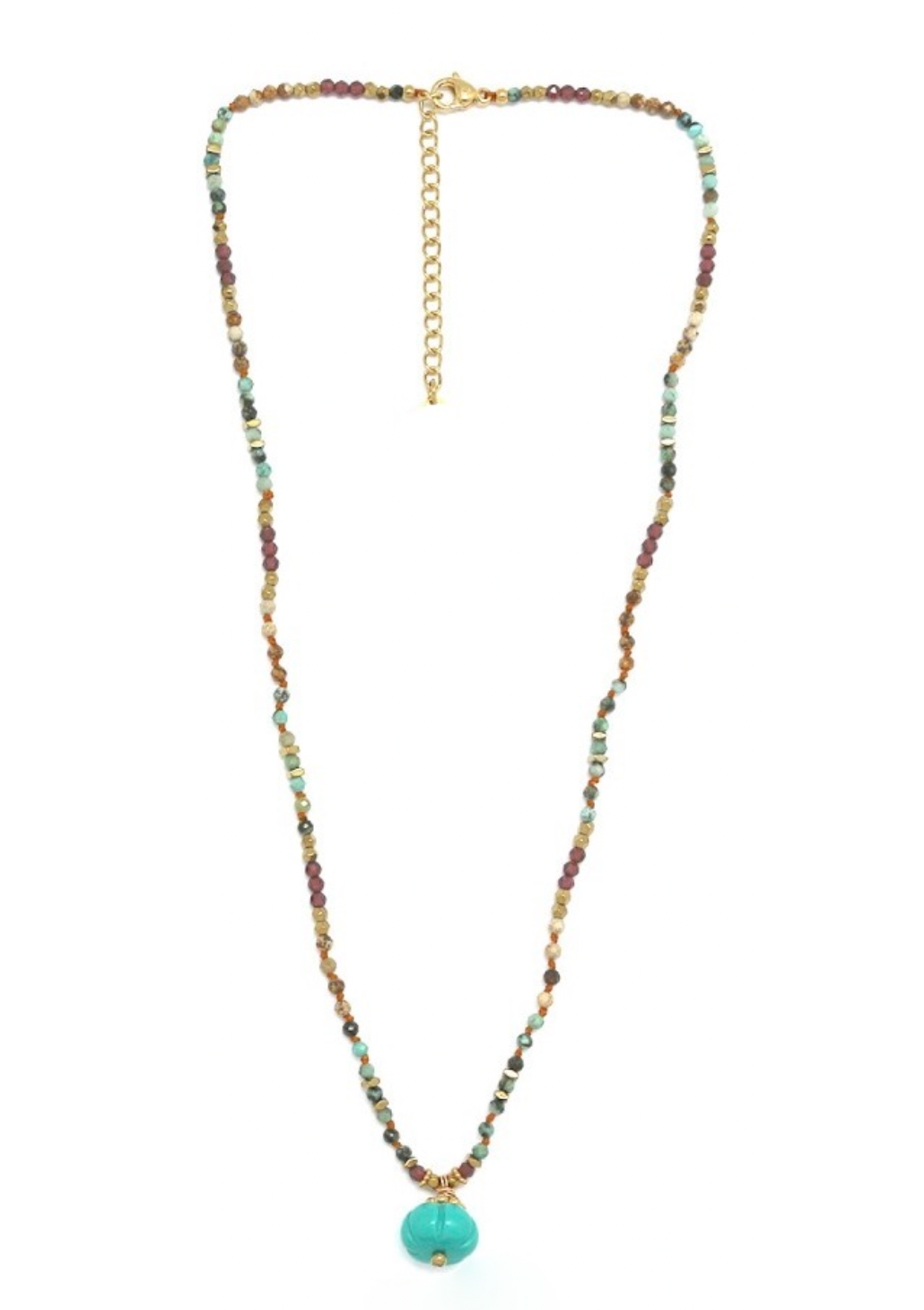 Single Bauble Hand-Knotted Stone Necklace- N2-2657C