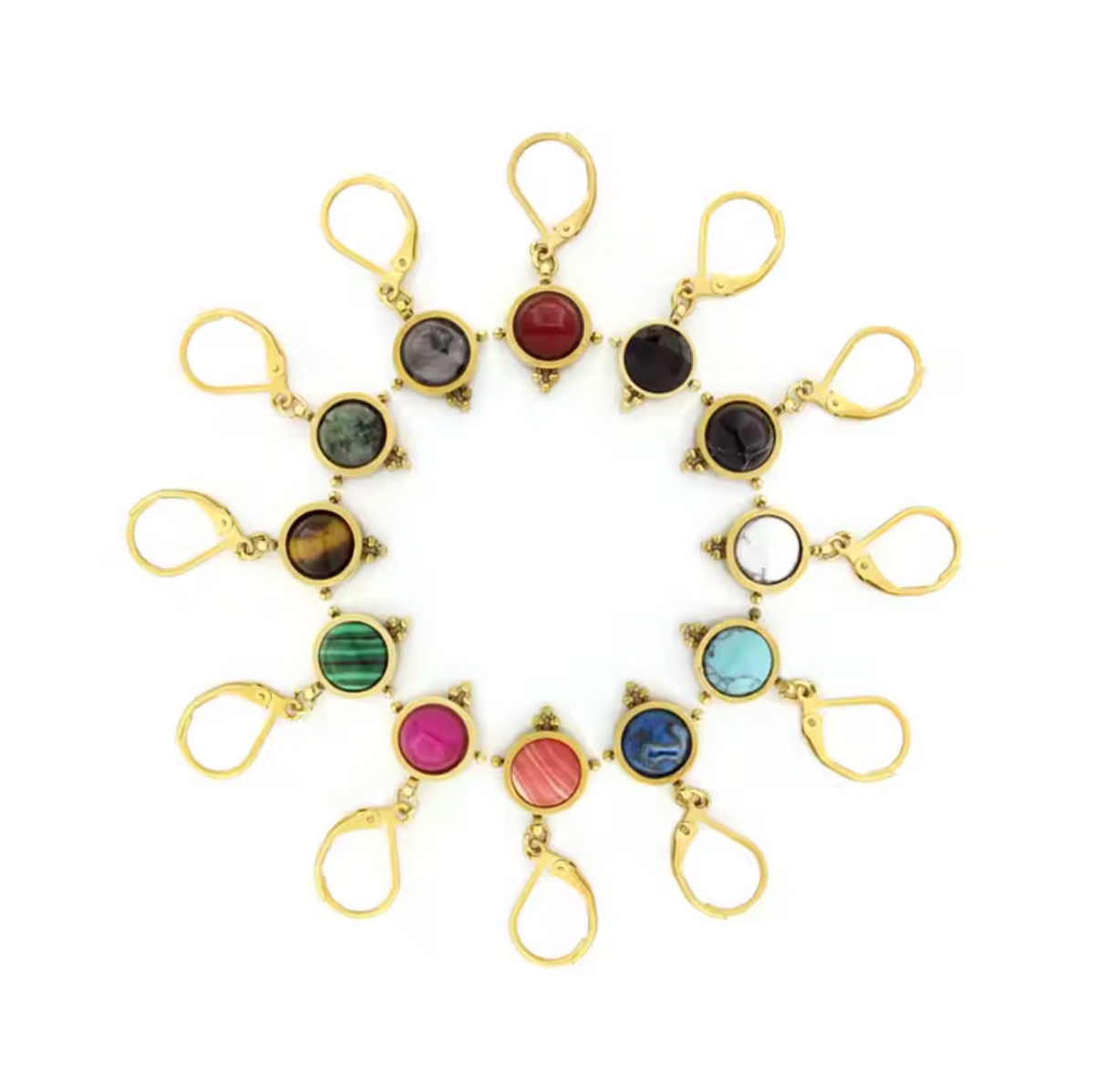 Semi Precious Stone Drop Earrings - E4-349