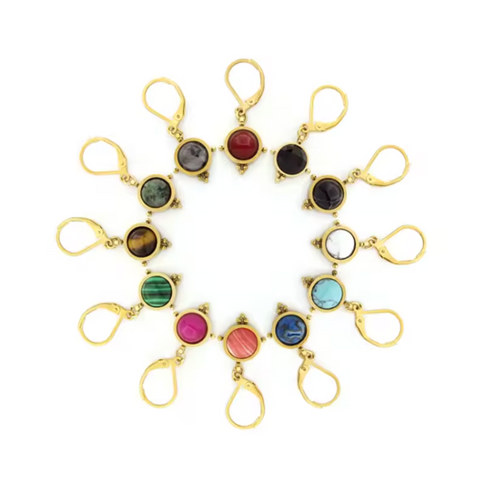Semi Precious Stone Drop Earrings - E4-349