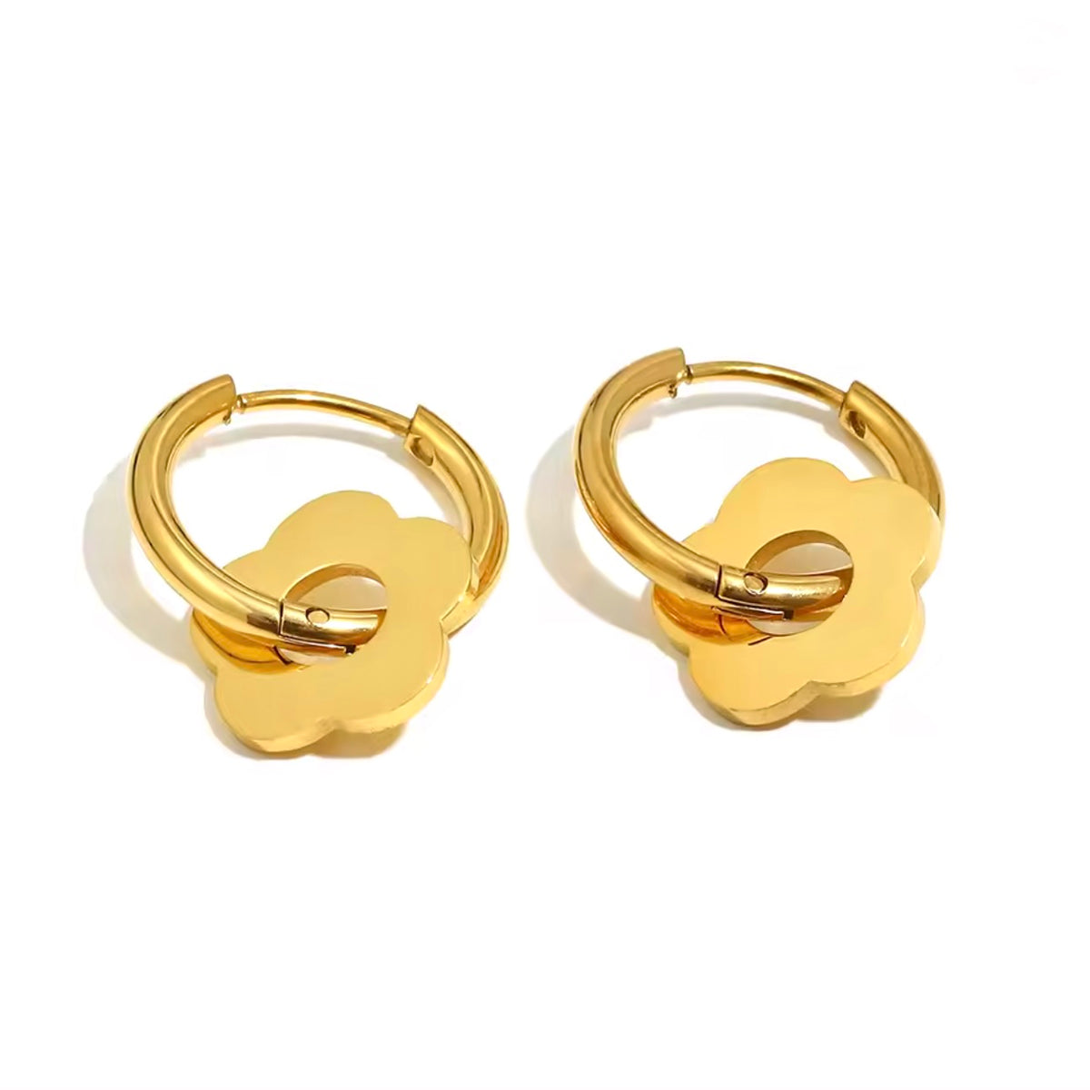Tiny Gold Flower Huggie Earrings - E4-415G