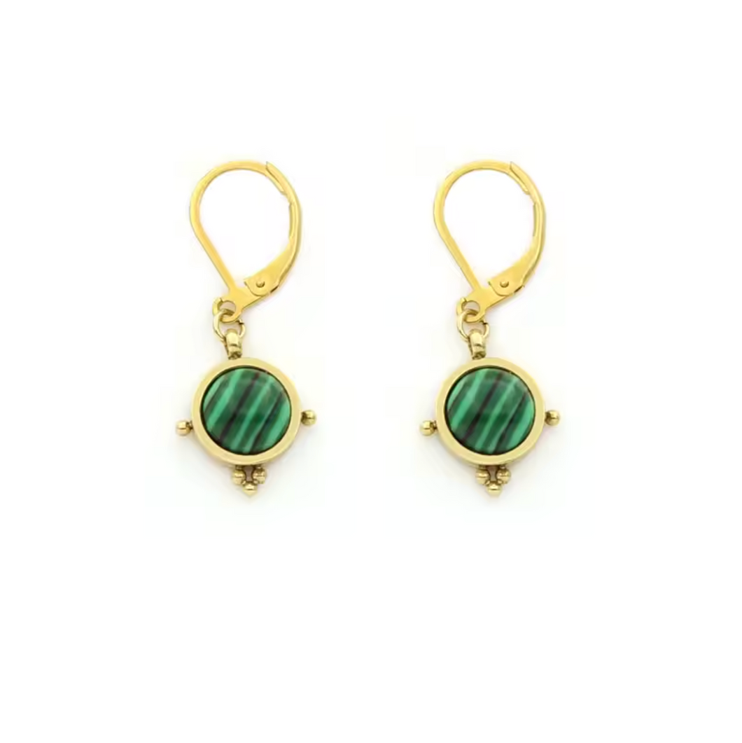 Semi Precious Stone Drop Earrings - E4-349