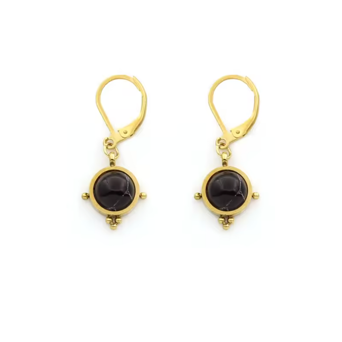 Semi Precious Stone Drop Earrings - E4-349