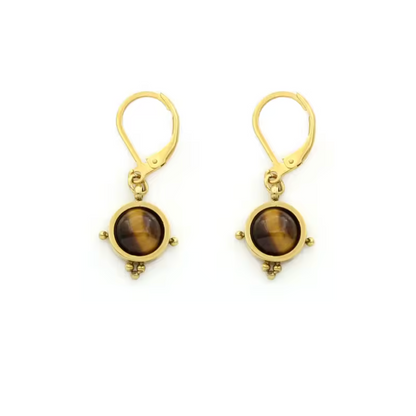 Semi Precious Stone Drop Earrings - E4-349
