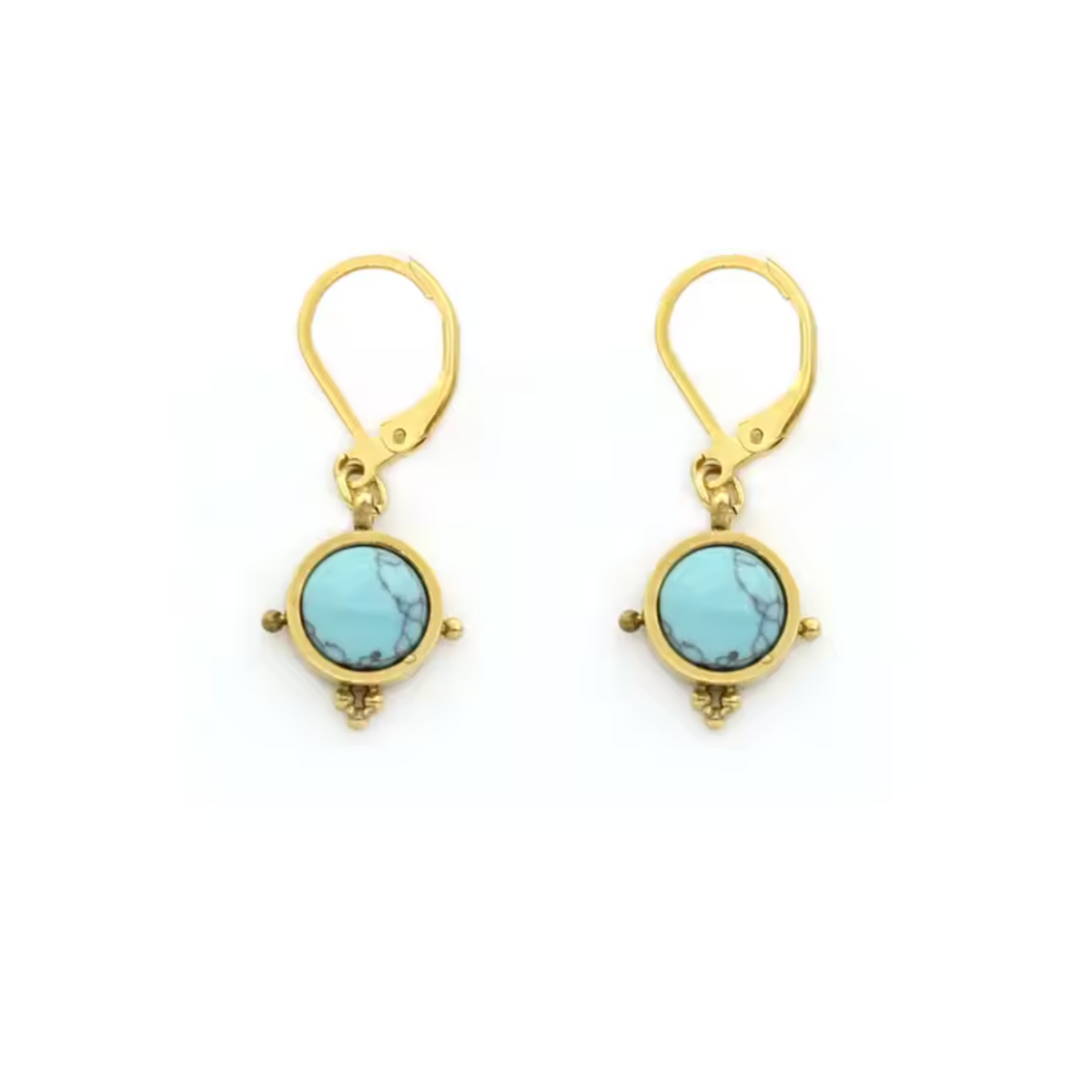 Semi Precious Stone Drop Earrings - E4-349
