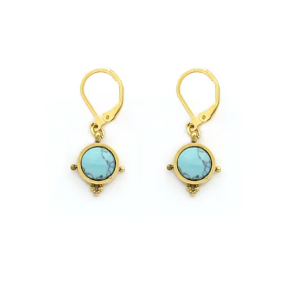 Semi Precious Stone Drop Earrings - E4-349
