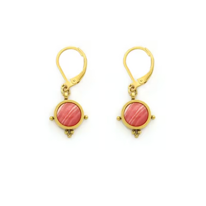 Semi Precious Stone Drop Earrings - E4-349