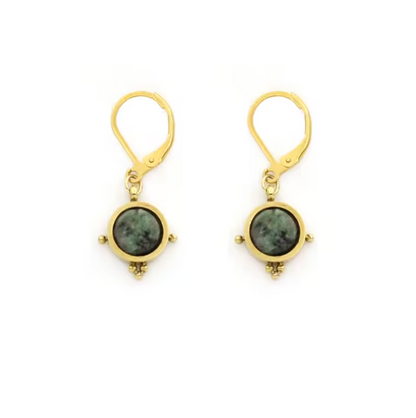 Semi Precious Stone Drop Earrings - E4-349