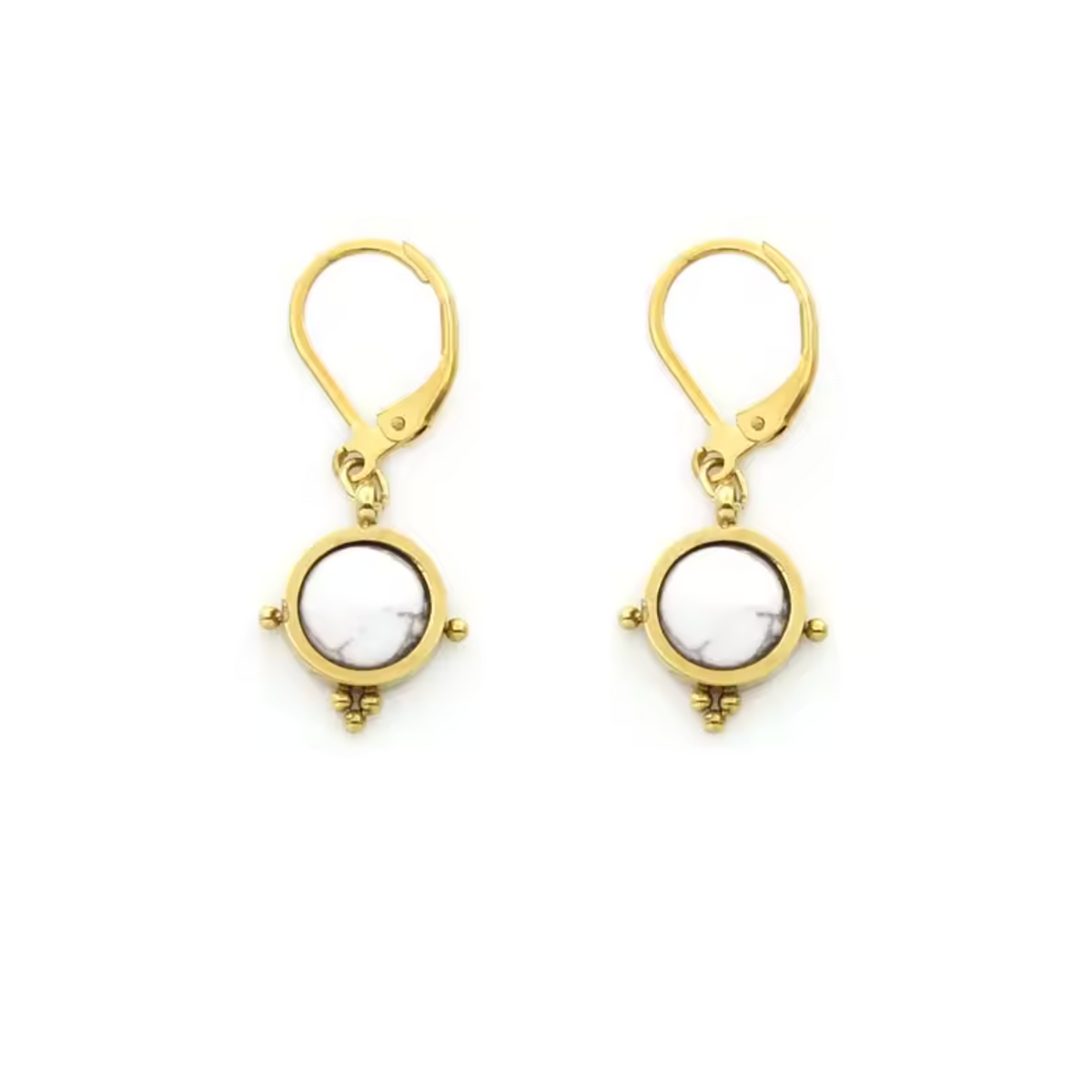 Semi Precious Stone Drop Earrings - E4-349