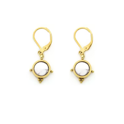 Semi Precious Stone Drop Earrings - E4-349