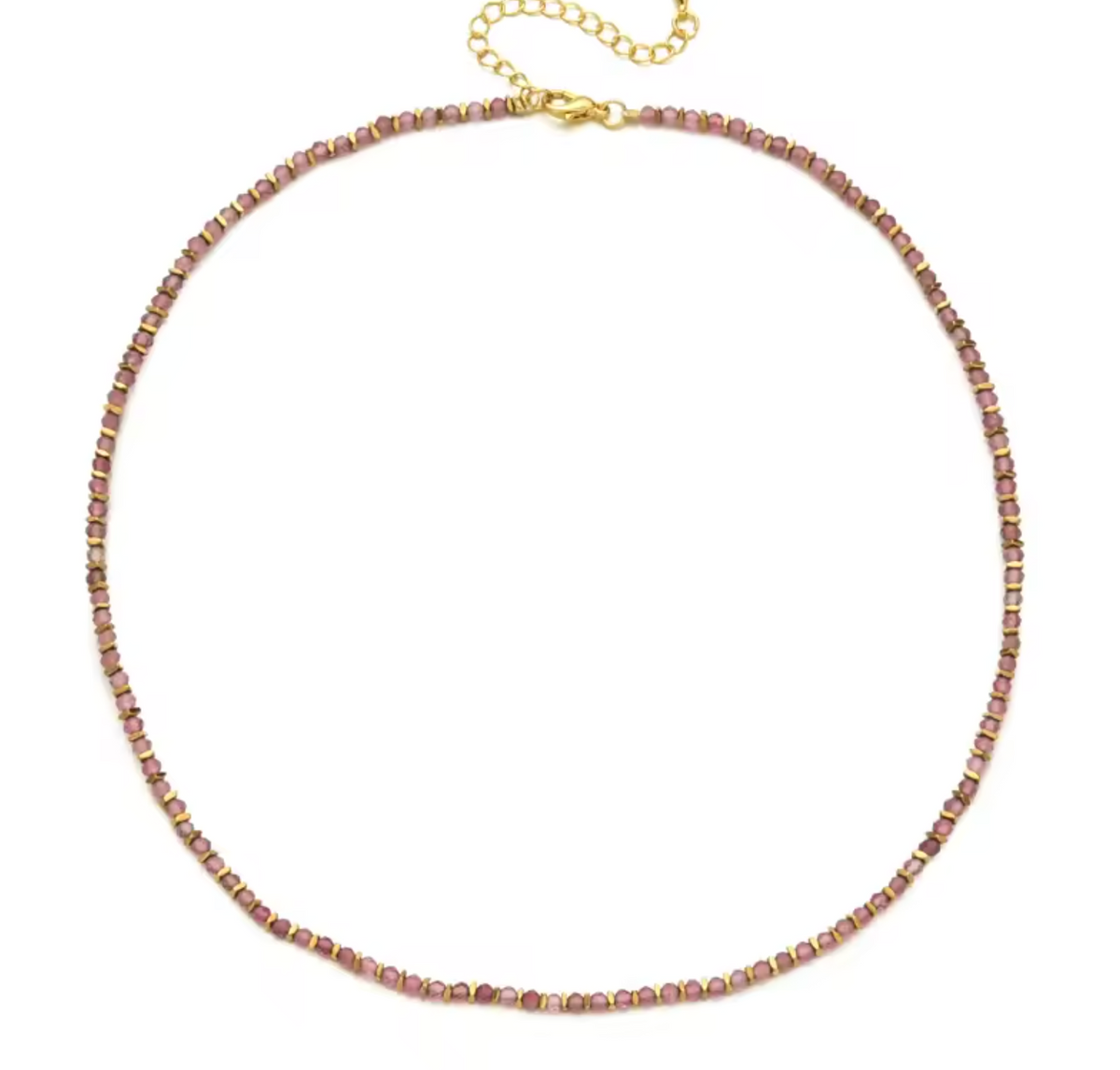 Mini Gold Nugget and Faceted Stone Single Strand Necklace - N2-2618