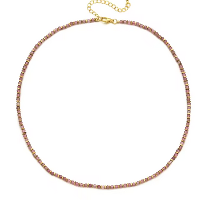 Mini Gold Nugget and Faceted Stone Single Strand Necklace - N2-2618