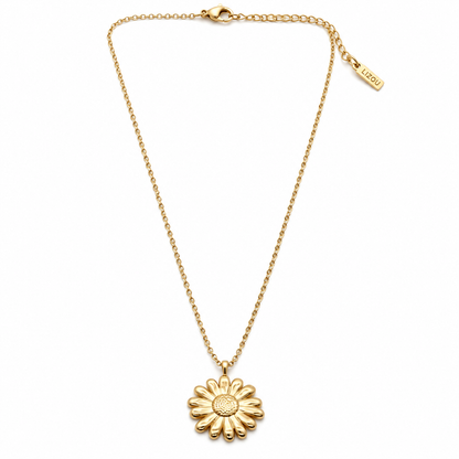 Simple 24K Gold Plate Daisy Flower Pendant Short Necklace -French Flair Collection- N2-2245