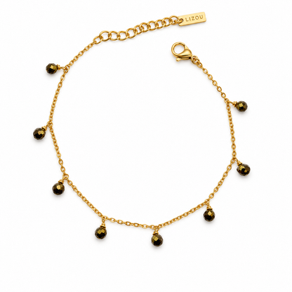 Delicate Pyrite 18K Gold Plate Bracelet -French Flair Collection- B1-2084