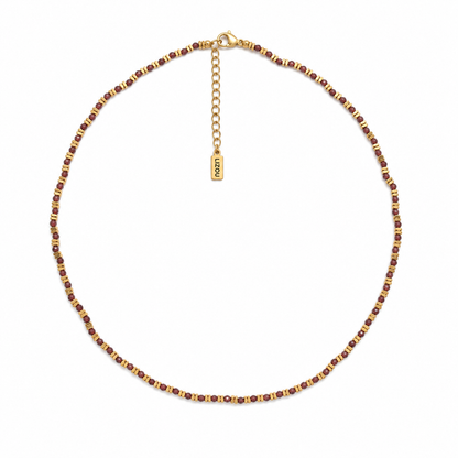 Faceted Garnet and 18K Gold Plate Nugget Necklace - N2-2793