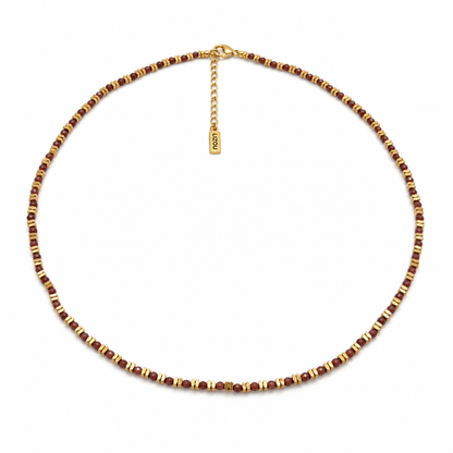 Faceted Garnet and 18K Gold Plate Nugget Necklace - N2-2793