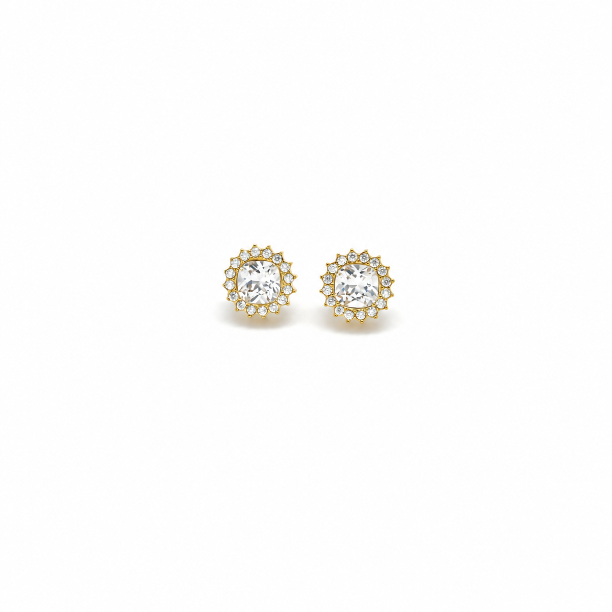 White Rhinestone Stud Earrings - E4-494