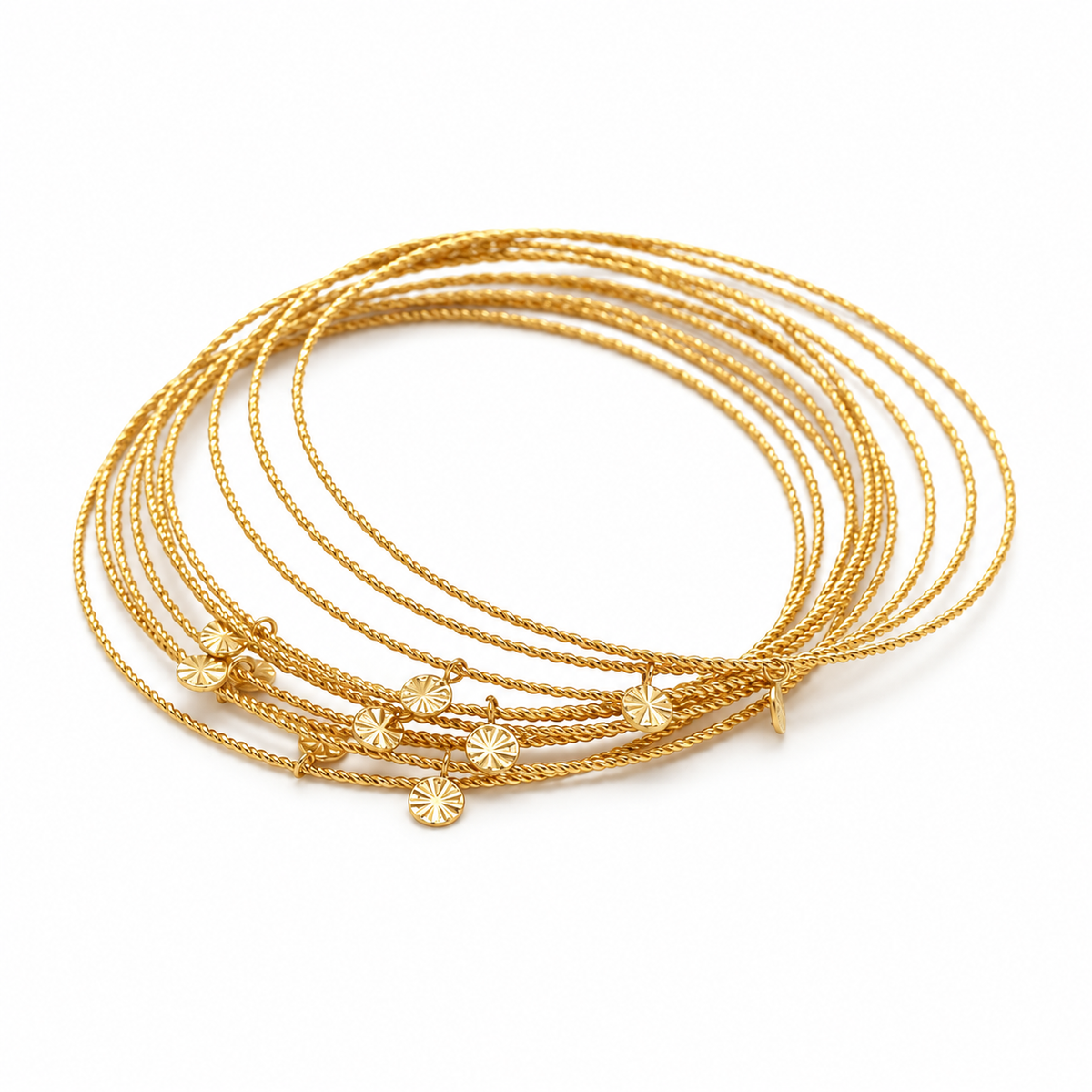 Set of 10 Twisted Gold Bracelet - B4-063