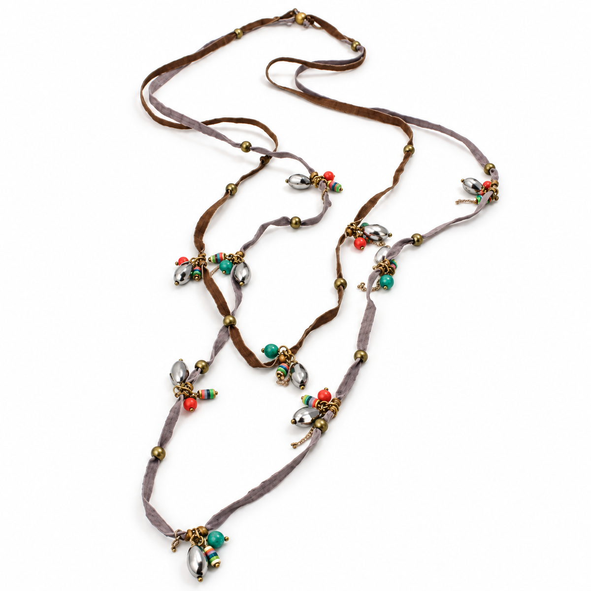 Leather and Crystal Two Tier Necklace -The Classics Collection- N2-937